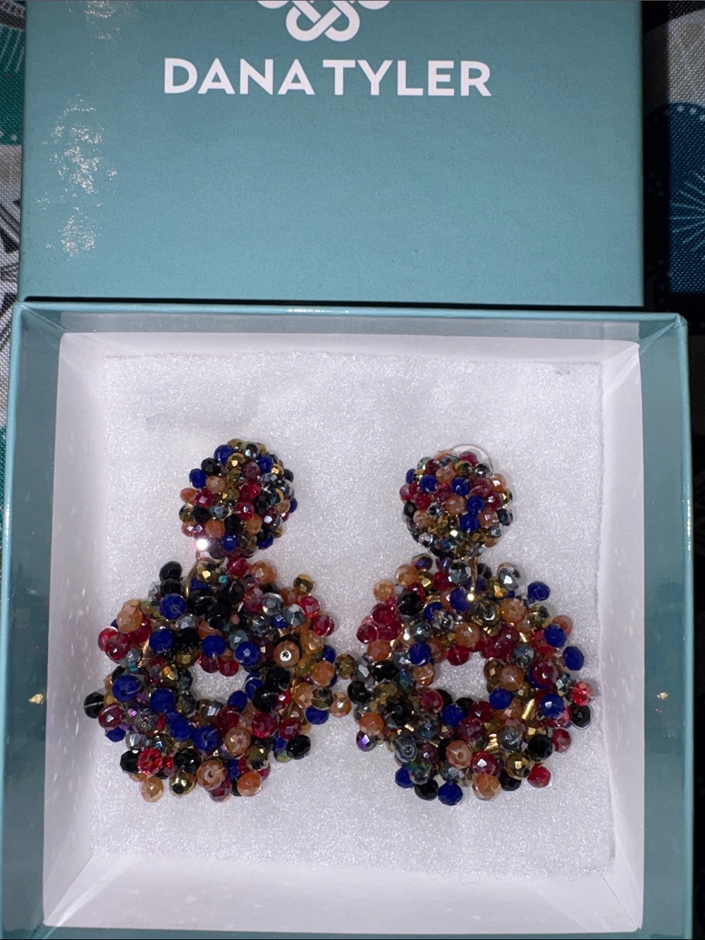 Dana Tyler Multicolor Beaded Hoop Drop Earrings